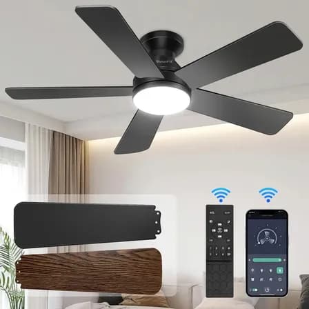 Ventilador de Techo Weluvfit 42" Bajo Perfil con Luz LED y 5 Aspas