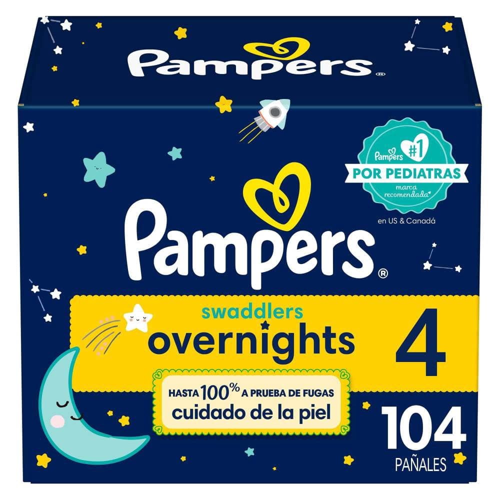 Pañales Pampers Swaddlers etapa 4 overnight 104 pzas