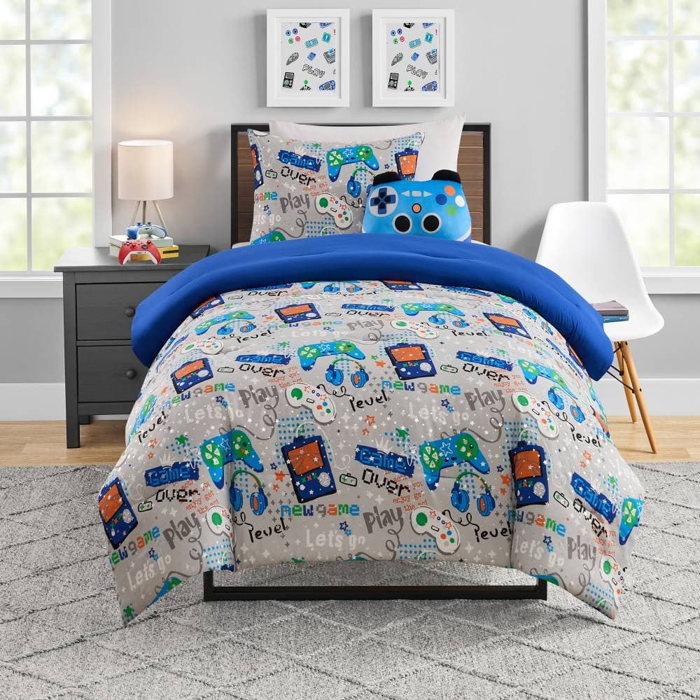 Set de edredón infantil Member's Mark gamer azul 3 pzas