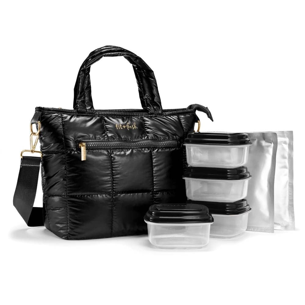 Set de lonchera Fit & Fresh Eliana negra 7 pzas