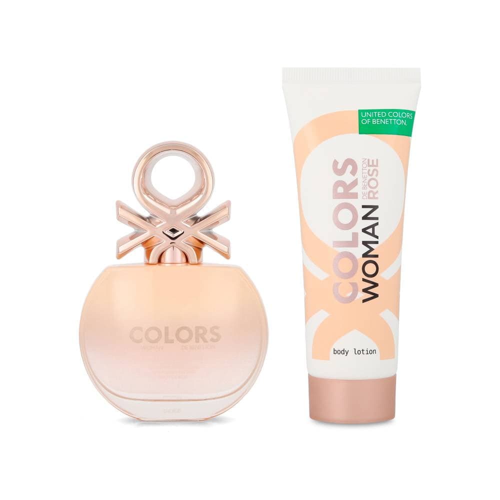 Set eau de toilette Benetton Colors Rose para dama 2 pzas