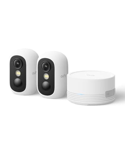 eufy Security eufyCam C35 2-CAM Kit White, Cámara de Seguridad inalámbrica para Interior y Exterior. Soporte magnético, visión Nocturna a Color, Resistente al Agua IP67