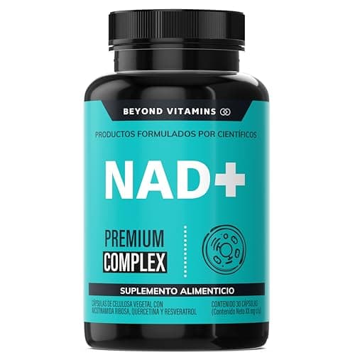 NAD+ | NR Nicotinamida Ribosa potenciado con Resveratrol, Quercetina, Betaina HCL y Semilla de Uva | Suplementos Beyond Vitamins | 30 días.
