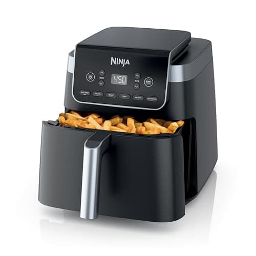 NINJA, Freidora de Aire Pro XL, 6 en 1 con capacidad de 6.5 QT, Max Crisp, Freír al aire, Asar al aire, Hornear, Recalentar, Deshidratar, Tecnología Max Crisp, Gris, AF181LAA