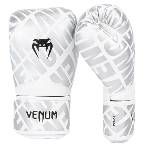Venum - Guantes de boxeo Contender 1.5 XT, 397 g (14 oz), blanco y plateado