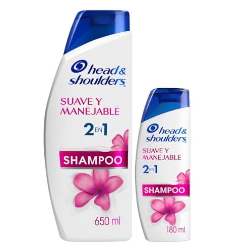 Head & Shoulders Suave y Manejable 2 en 1 Shampoo Control Caspa 650 ml + 180 ml Pack 2 unidades