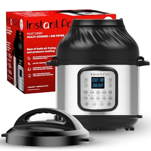 Olla a presión instantánea Dúo Crisp 11 en 1, 8 cuartos de galón con freidora, asar, hornear, deshidratar y más.