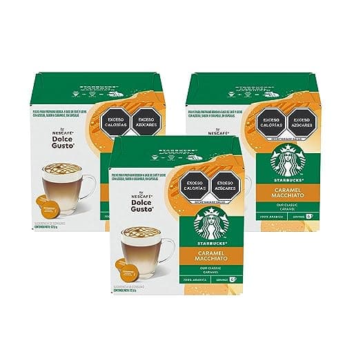 NESCAFÉ DOLCE GUSTO, Cápsulas para café STARBUCKS Caramel Macchiato 3 Paquetes con 12 Cápsulas Cada Uno
