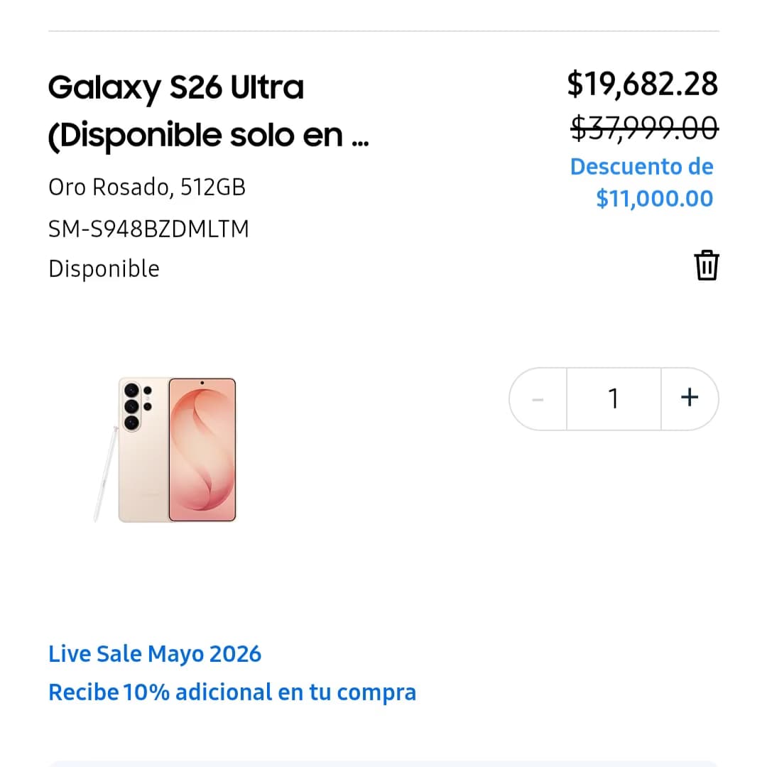 Samsung Galaxy S26 Ultra - 12GB RAM y 512GB de Almacenamiento