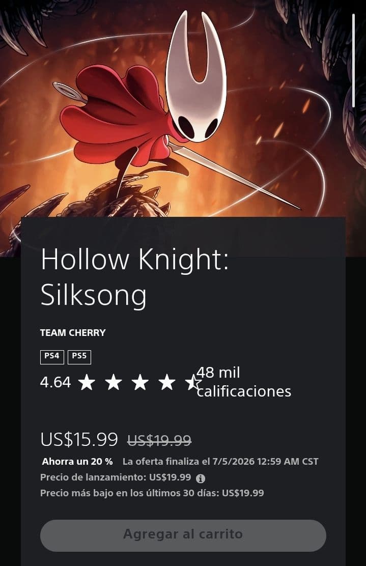Hollow Knight: Silksong para PS5 y PS4