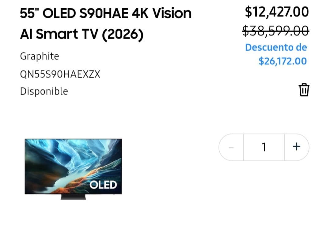 Samsung OLED S90HAE 55" 4K Vision AI Smart TV para estudiantes