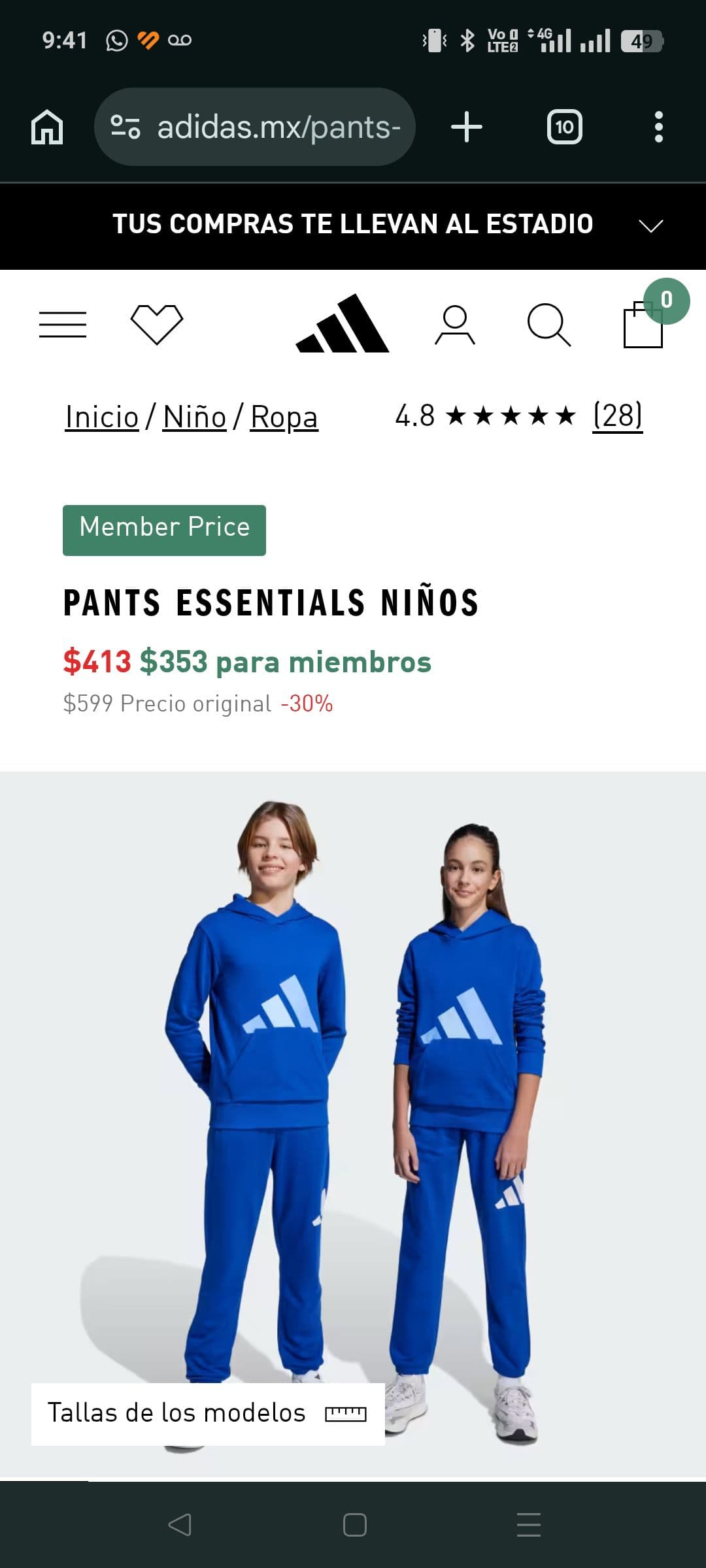 Conjunto de Pants para Niños/as de Adidas
