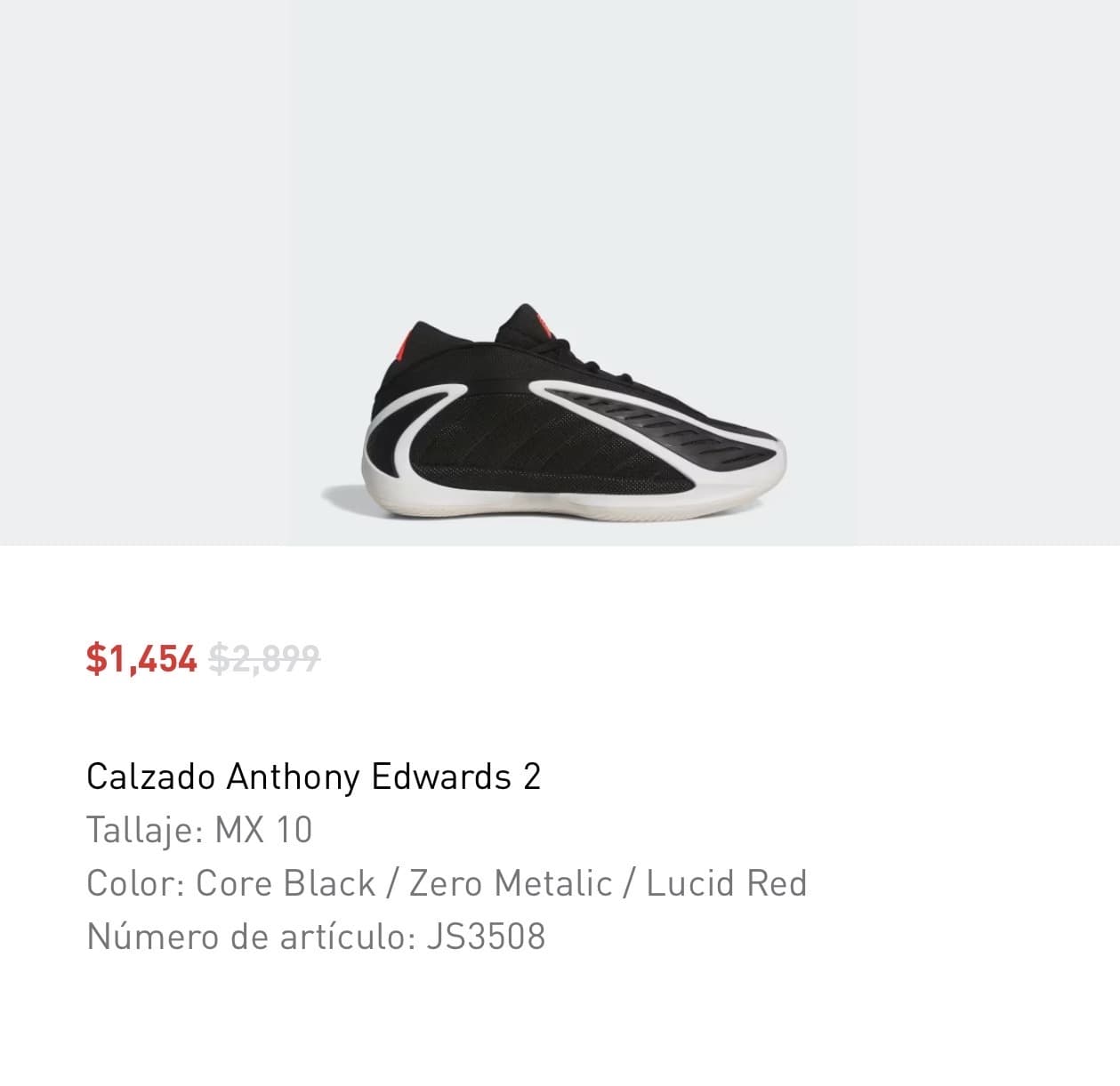 Tenis Adidas Anthony Edwards II a con cupón de 15%